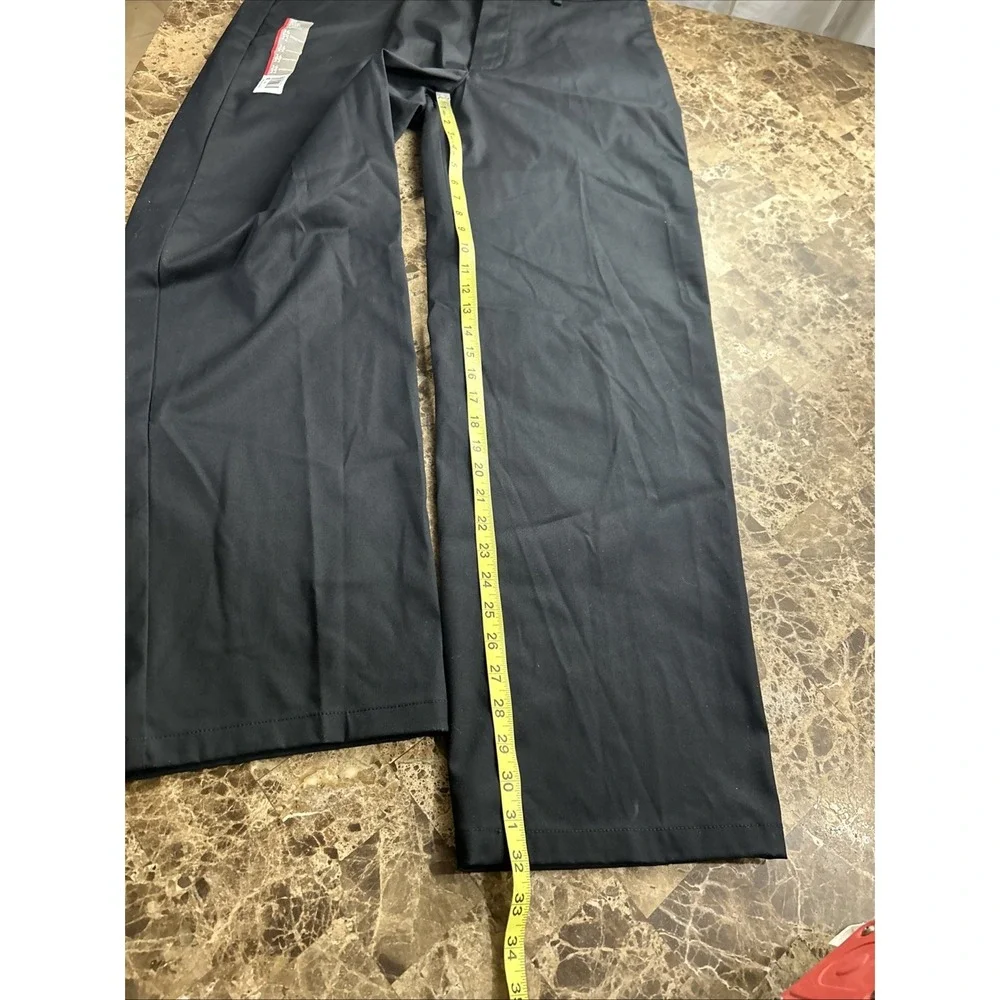Falls Creek No Iron Khaki Pants 36x32 Mens Black Flat Front Classic Stretch